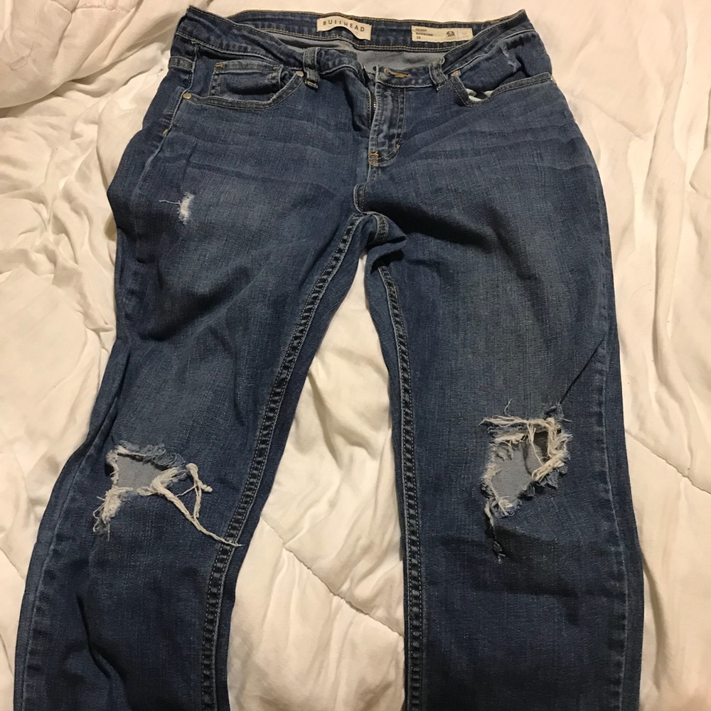 Ripped up boyfriend jeans